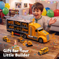 Thumbnail for JOYIN 25-in-1 Construction Truck Toy Set with 12 Vehicles & 12 Worker Figures, Push and Go Toy Trucks with Sound and Light, Construction Toys Birthday Gifts for Kids 3 4 5 6 7 Years Old