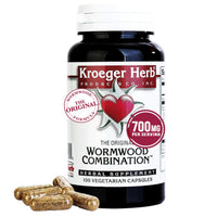Thumbnail for Kroeger Herb Products, Wormwood Herb, Black Walnut, Clove, Quassia, Worm Wood Detox Cleanse - Vegetarian Capsules, Non-GMO, Gluten Free, No Preservatives or Fillers - 100 Capsules, Made in USA