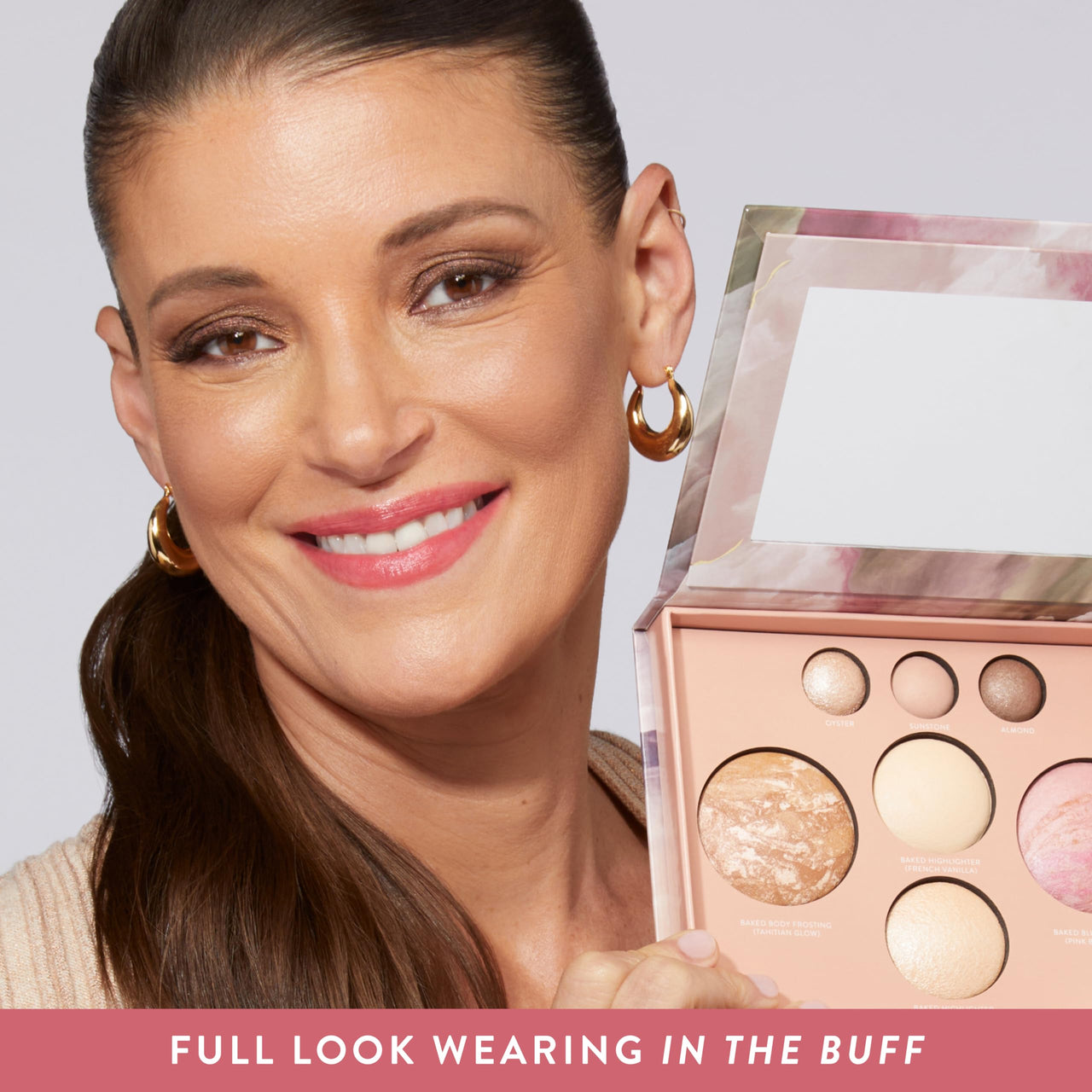 LAURA GELLER Own Your Age Kit: Best of the Best Palette and Jelly Balm Tinted Lip Color, In the Buff and Retractable Angled Kabuki Brush