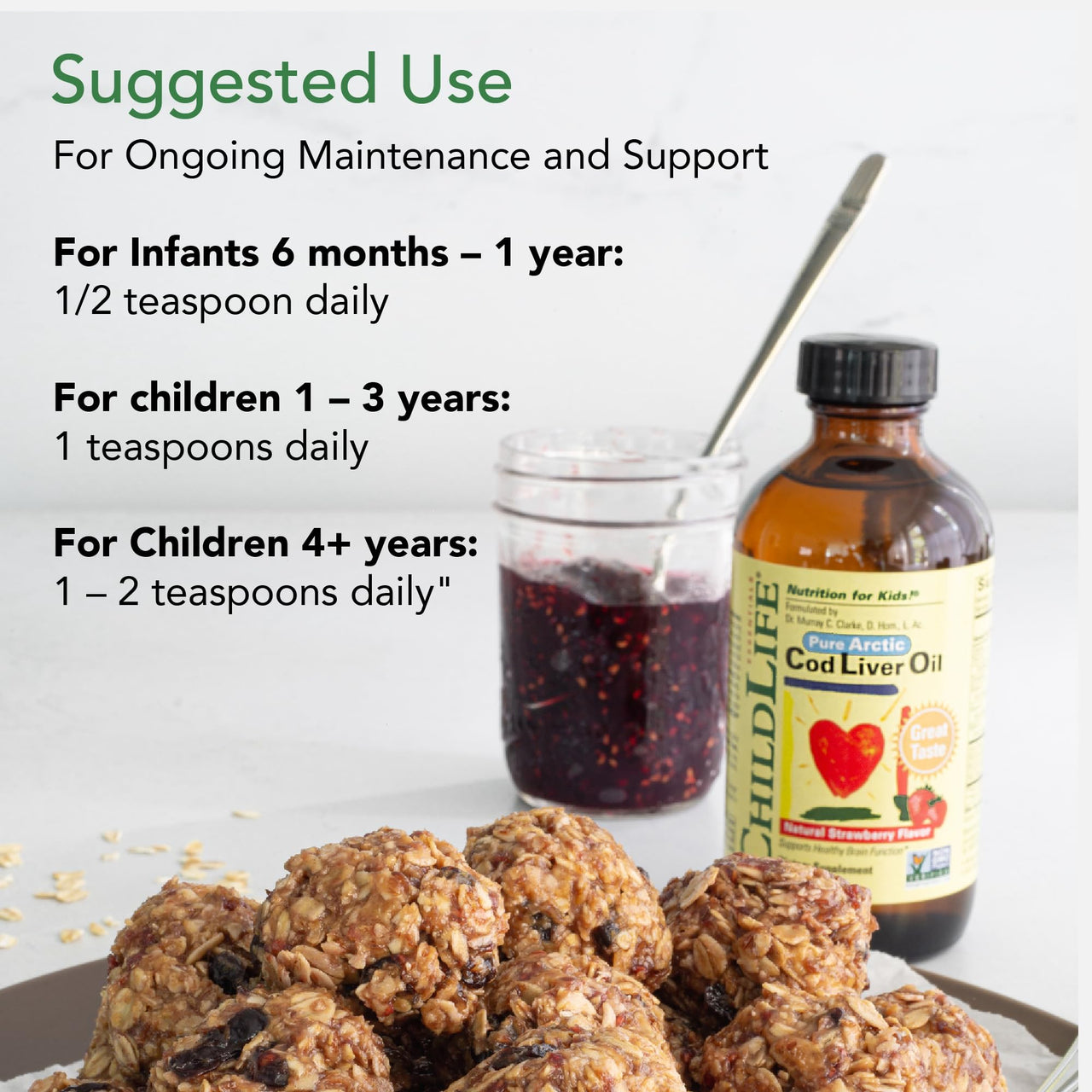 CHILDLIFE Essentials Cod Liver Oil for Kids - Liquid Arctic Cod Liver Oil for Babies 6+ Months, Toddlers, & Kids, Added DHA, EPA, Omega-3 Fatty Acids - Strawberry, 8 fl oz