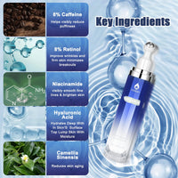 Thumbnail for Eye Serum with 8% Caffeine 8% Retinol Hyaluronic Acid Niacinamide peptides for Puffy Bags Fine Lines Dark Circles Wrinkles, Under Eye Cream with 360° Roller Massage Ball, 0.5 fl. oz
