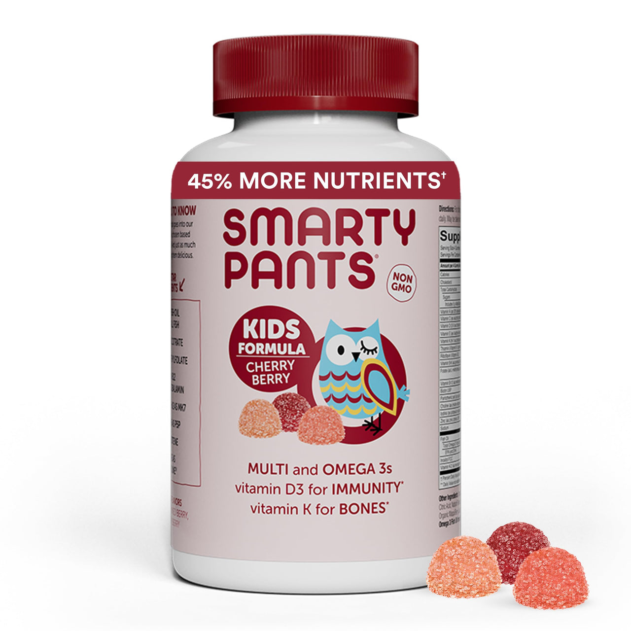 SmartyPants Kids Multivitamin Gummies: Omega 3 Fish Oil (EPA/DHA), Beta Carotene, Vitamin B12, B6, A, K & Zinc for Immune Support, Biotin, Grape, Cherry & Berry Flavors, 120 Count (30 Day Supply)
