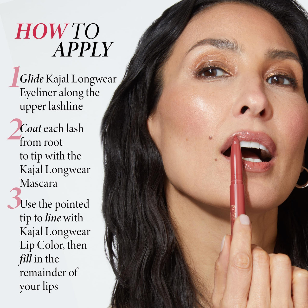 LAURA GELLER NEW YORK The Kajal Collection 3pc Makeup Set (02 Black Mascara, Deep Black Eyeliner, Dahlia Lip Color)