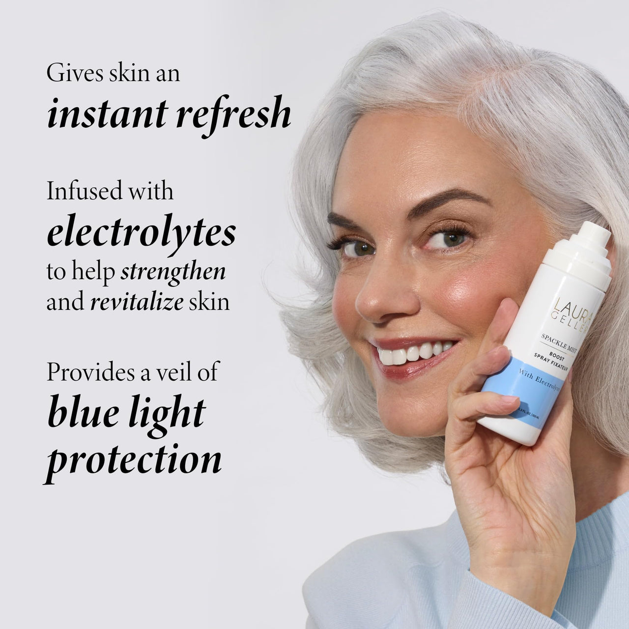 LAURA GELLER NEW YORK Spackle Mist Boost Setting Spray with Electrolytes - Long-Lasting Makeup Spray with Blue Light Protection - Dewy Skin Makeup Setting Spray