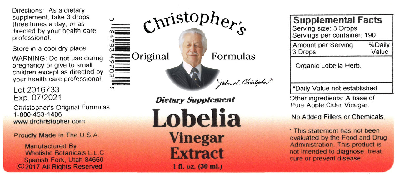 Lobelia Extract-Vinegar Based Dr. Christopher 1 oz Liquid