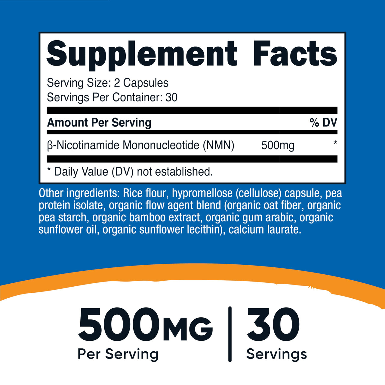Nutricost NMN (Nicotinamide Mononucleotide) 500mg, 60 Capsules - Vegetarian Friendly, 30 Servings, Gluten Free, GMO Free