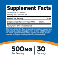 Thumbnail for Nutricost NMN (Nicotinamide Mononucleotide) 500mg, 60 Capsules - Vegetarian Friendly, 30 Servings, Gluten Free, GMO Free