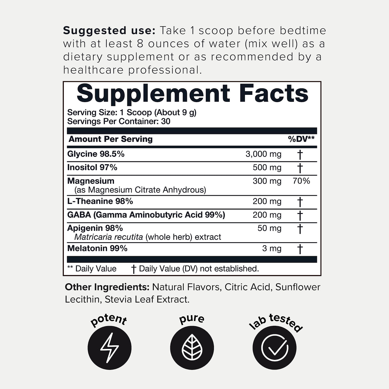 Dreem - 4,500mg Apigenin & Glycine Sleep Stack with 98% Apigenin, 98.5% Glycine, Magnesium - Third Party Tested Ingredients by TQ - Lemongrass Flavor - 9.56 oz