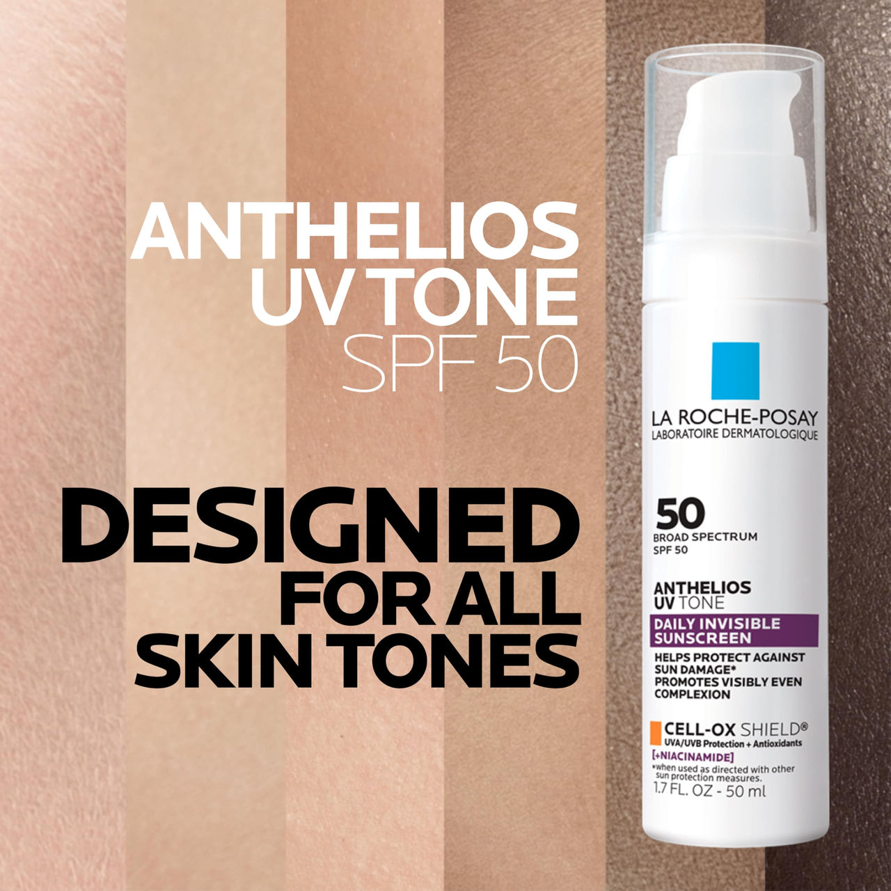 La Roche Posay Anthelios UV Tone Sunscreen SPF 50, Daily Sunscreen for Face with Niacinamide, Broad Spectrum Invisible SPF Protection for Discoloration and Uneven Skin