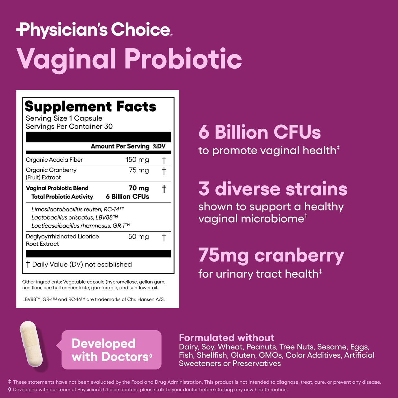 Physician's CHOICE Vaginal Wellness Probiotic 30ct + Bloat & Gas Probiotic 30ct - Monthly Relief Combo for Women