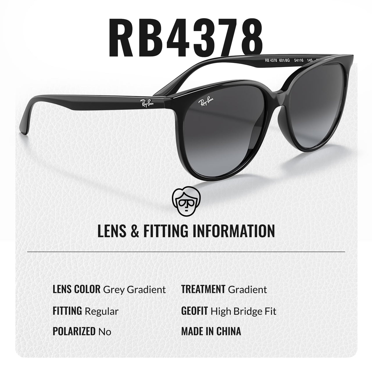 Ray-Ban RB4378 Square Shaped Non-Polarized Sunglasses for Women – Includes Official RAYBAN Eyewear Kit – Ideal Formal & Casual Wear Sunglasses – Grey Gradient Lens