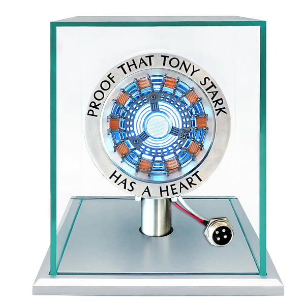 Arc Reactor 1:1 Ratio Vibration Sensing LED Light USB Connection with Display Case for Collections, has a heart