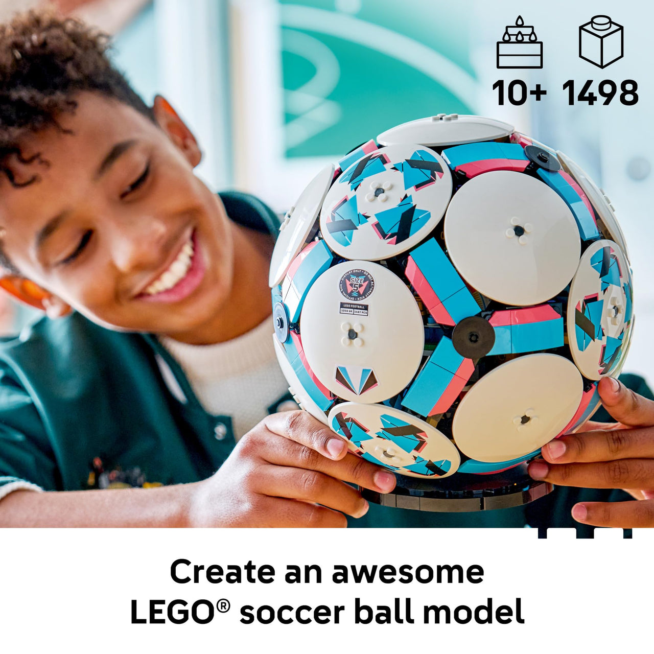 LEGO Editions Soccer Ball - Building Toy for Kids - Collectible Sports Decor for Boys & Girls, Ages 10+ - Includes Micro Stadium - Gift for Birthdays - 43019