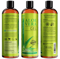 Thumbnail for Seven Minerals Organic Aloe Vera Gel from freshly cut 100% Pure Aloe - Big 12oz - HighestQuality, Texas grown, Vegan, Unscented - For Face, Skin, Hair, Sunburn relief
