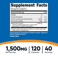 Thumbnail for Nutricost Spermidine Wheat Germ Extract Supplement, 1500mg Wheat Germ Extract, 120 Capsules - 15mg Equivalent Spermidine Per Serving, 40 Servings, Vegetarian and Non-GMO