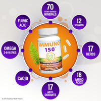 Thumbnail for Immuno 150, Immune Support Supplement, Packed with 70 Plant Minerals, 13 Essential Vitamins and 68 Additional Nutrients-150 Vegetable Capsules- Immune Boost for All Age Groups