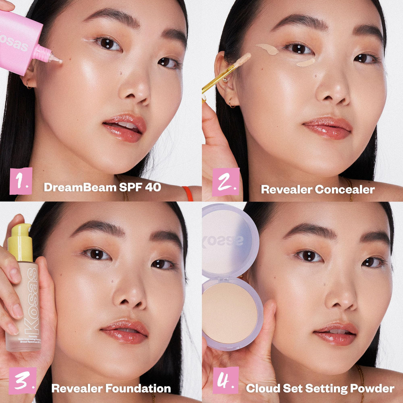 Kosas DreamBeam Mineral Sunscreen SPF 40 - Smooth Liquid Sun Protection for Face - Lightweight Makeup Base w/Hyaluronic Acid, Ceramides & Peptides - Subtle Radiant Finish, Original, 40 ml