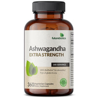 Thumbnail for Futurebiotics Ashwagandha Extra Strength Stress & Mood Support with BioPerine - Non GMO Formula, 360 Vegetarian Capsules
