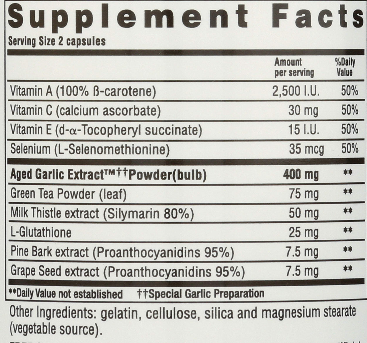 Kyolic Formula 105 Garlic Extract w/VIT A and E Selenium 100 Capsules