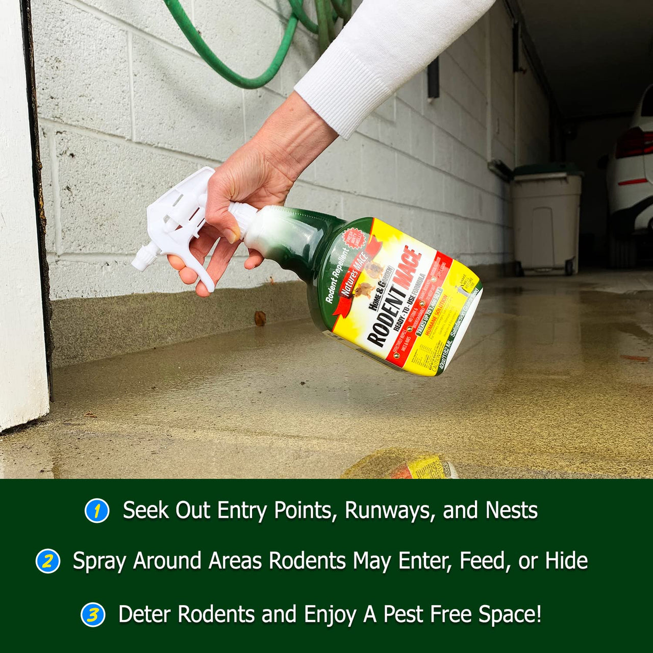 Nature's MACE 1 Gal Rodent Repellent Spray, Mouse & Rat Control for Car Engines, Repel Mice, Indoor & Outdoor Spray, Stop Rodent Damage in House, Car, RV, Attic, Garage, Stops Nesting & Wire Chewing