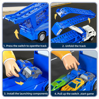 Thumbnail for Transport Truck Toys for 3 4 5 6 7 Years Old Boys,Toys Cars Track Set Transporter Trucks with 12 Die-Cast Car Toys 2 Race catapults Dual-Track Model,Toddler Car Toy Set for Kids Boys Girls