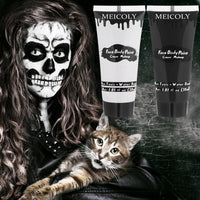 Thumbnail for MEICOLY Black White Face Body Paint with Sponges,Water Based Face Paint for Adults Kid,White Face Paint,Face Painting for Clown Makeup,Halloween SFX Skull Zombie Skeleton Mime Goth Makeup Corpse Paint