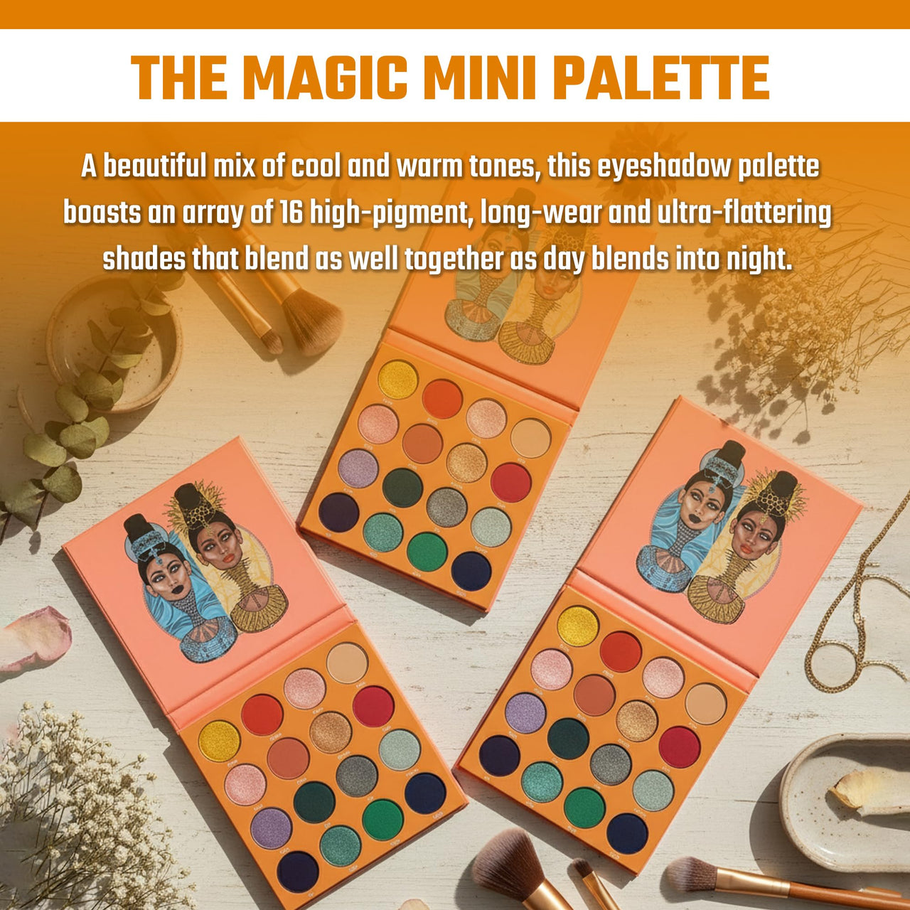 Juvia's Place Palette The Magic Mini - Bright and Bold Red, Shades of 16, Professional Eye Makeup, Pigmented Palette, Makeup Palette for Eye Color & Shine