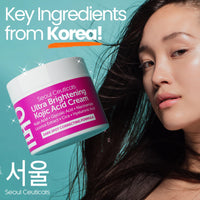 Thumbnail for SeoulCeuticals Korean Kojic Acid Cream Dark Spot Remover + Glycolic Acid + Niacinamide + Cica + HA Moisturizer - Cruelty Free K Beauty Skincare 2oz