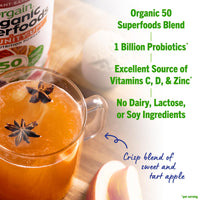 Thumbnail for Orgain Organic Greens + 50 Superfoods Immunity Up! Powder, Honeycrisp Apple - Immune Support, Probiotics, Vitamin C, D & Zinc, Apple Cider Vinegar, Ashwagandha, Cordyceps & Reishi Mushrooms - 0.62lb