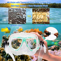 Thumbnail for Kids Snorkeling Set with Fins Anti Leak Snorkeling Gear for Kids with Adjustable Flippers, Youth Junior Full Dry Snorkel Set Swimming Goggles with Nose Cover Diving Mask Scuba with Bag, 5-14 Yrs
