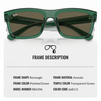 Thumbnail for Ray-Ban RB4396 Warren Bio-Based Rectangle Shape Sunglasses for Men and Women- Timeless Classic Sun Glasses with Modern Elegance - Premium UV Protection - Designer Men's and Women's Sunglasses