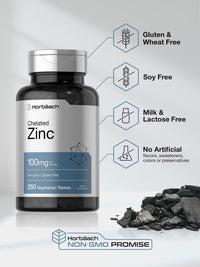 Thumbnail for Horbäach Chelated Zinc Supplement 100mg | 250 Tablets | High Potency & Superior Absorption | Vegetarian, Non-GMO, Gluten Free