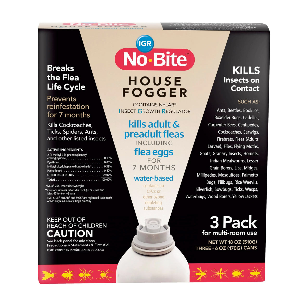 Durvet 011-1131 No Bite IGR House Fogger (3 Pack), 6 oz