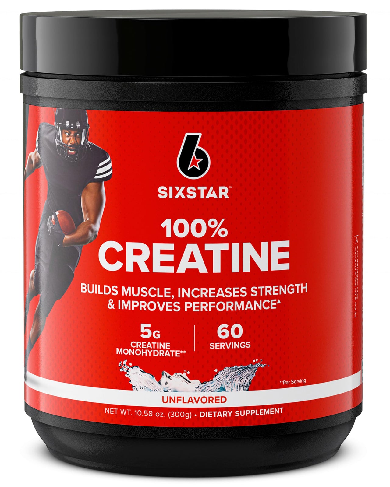 Six Star 100% Creatine Monohydrate Powder - Unflavored Micronized Creatine Monohydrate Supplement for Workout Performance, Muscle Building & Strength - Creatine Powder for Women & Men - 60 Servings