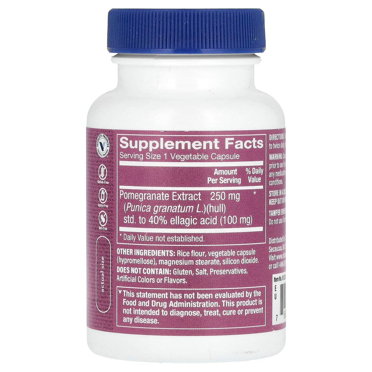 The Vitamin Shoppe Pomegranate Extract 250MG, Antioxidant That Supports Cellular Health, Superfood (100 Veggie Capsules)