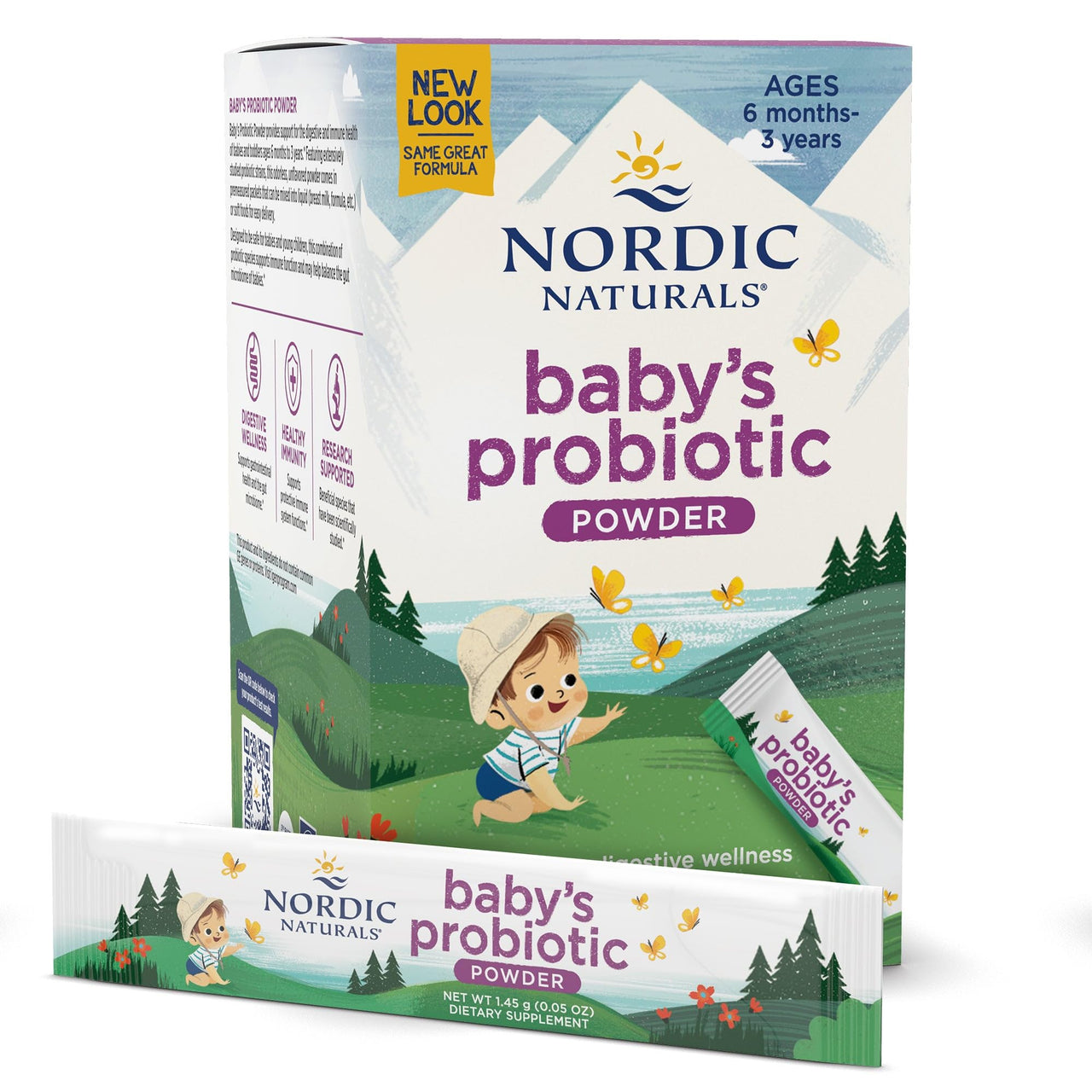 Nordic Naturals Children's Vegan Probiotic Powder Bundle - Baby’s Nordic Flora Probiotic Powder, Unflavored - 30 Packets - 4 Billion CFU