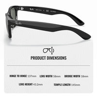 Thumbnail for Ray-Ban RB2132 NEW WAYFARER Classic Polarized Square Shape Sunglasses With Eyewear Kit Bundle - High Bridge Fit - Casual Wear Square Sunglasses