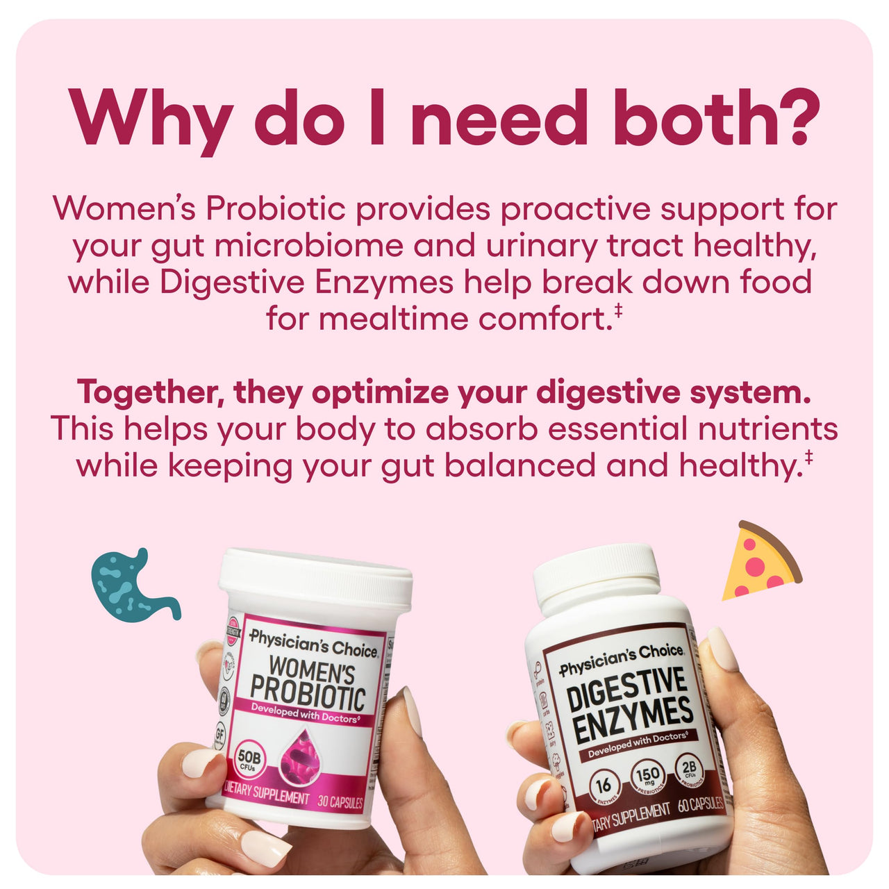 Physician's CHOICE Women’s Starter Bundle: Women’s Probiotic 30ct + Digestive Enzymes 60ct