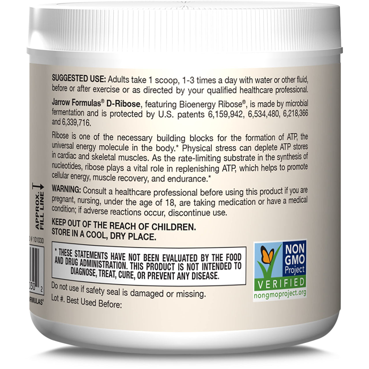 Jarrow Formulas® D-Ribose 2 Grams, Dietary Supplement, Fitness Support, Muscle Recovery and Endurance, 7.05 oz, Up to a 90 Day Supply