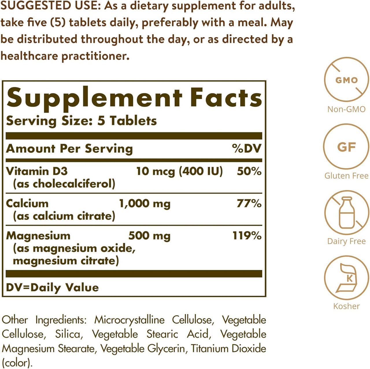 Solgar, Calcium Magnesium with Vitamin D3 Tablets