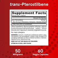 Thumbnail for Jarrow Formulas® Pterostilbene 50mg for Antioxidant Support, Dietary Supplement Supports Healthy Aging, 60 Veggie Capsules, 60 Day Supply