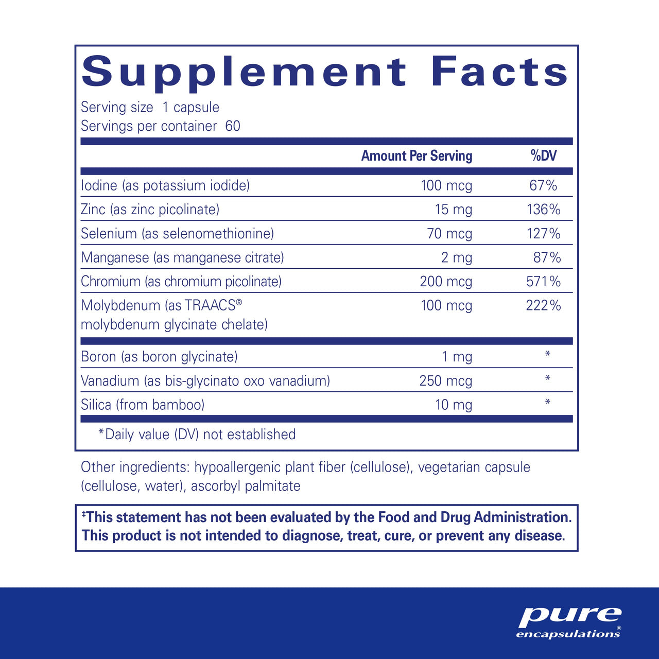 Pure Encapsulations Trace Minerals - Multimineral Supplement - Mineral Supplement - Supports Metabolism & Cellular Function* - Gluten Free & Vegan - 60 Capsules