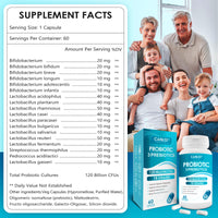 Thumbnail for CANLIST Probiotics 120 Billion CFUs 18 Strains, 3 Prebiotics & Digestive Enzymes for Men Women,Digestive & Immune Support,Shelf Stable Non-GMO 60 Capsules
