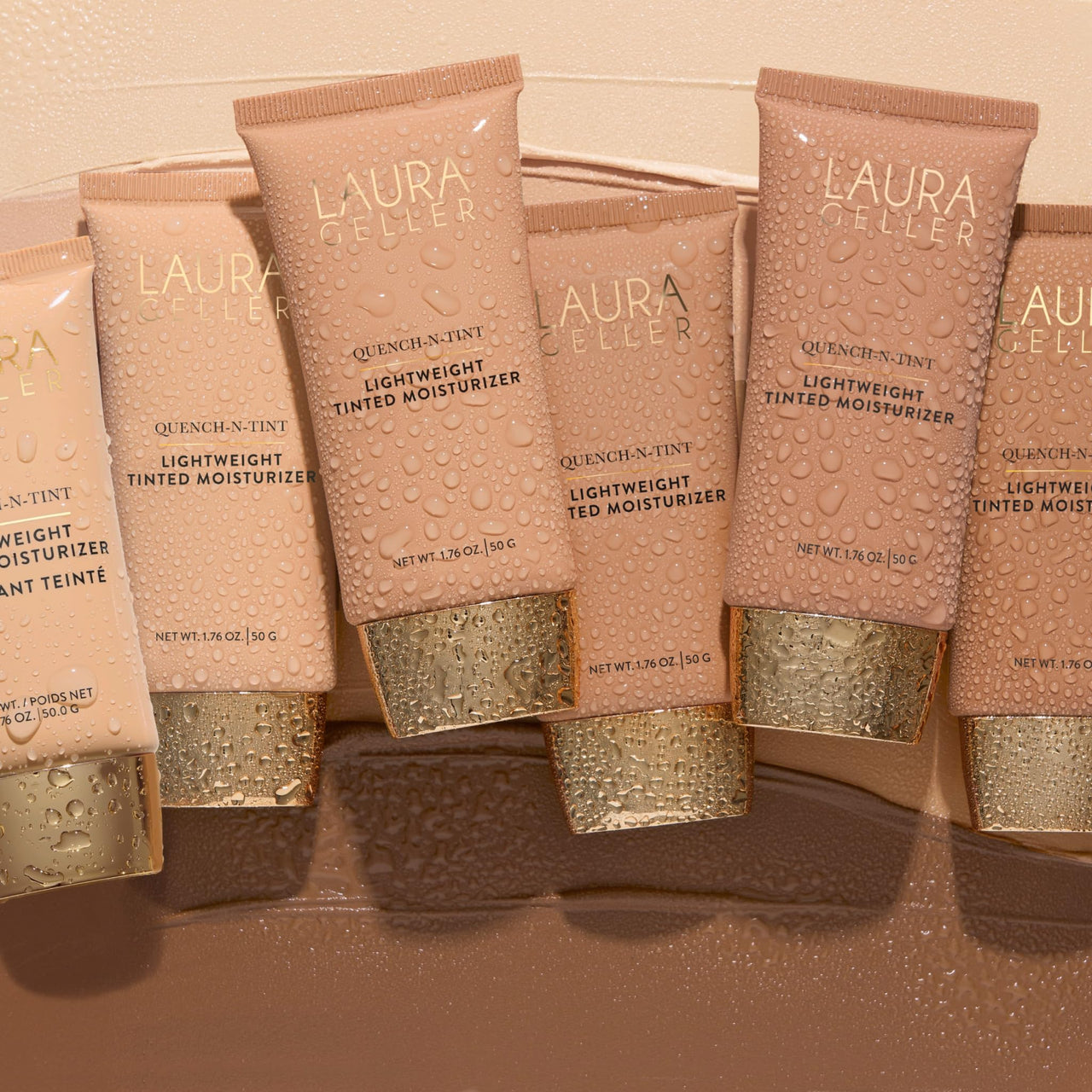 LAURA GELLER NEW YORK Quench-n-Tint Hydrating Foundation - Medium/Deep - Sheer to Light Buildable Coverage - Natural Glow Finish - Lightweight Formula with Hyaluronic Acid