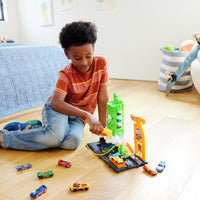 Thumbnail for Hot Wheels City Track Set, Super Recharge Fuel Station Playset with EV Chargers & 1:64 Scale Toy Car