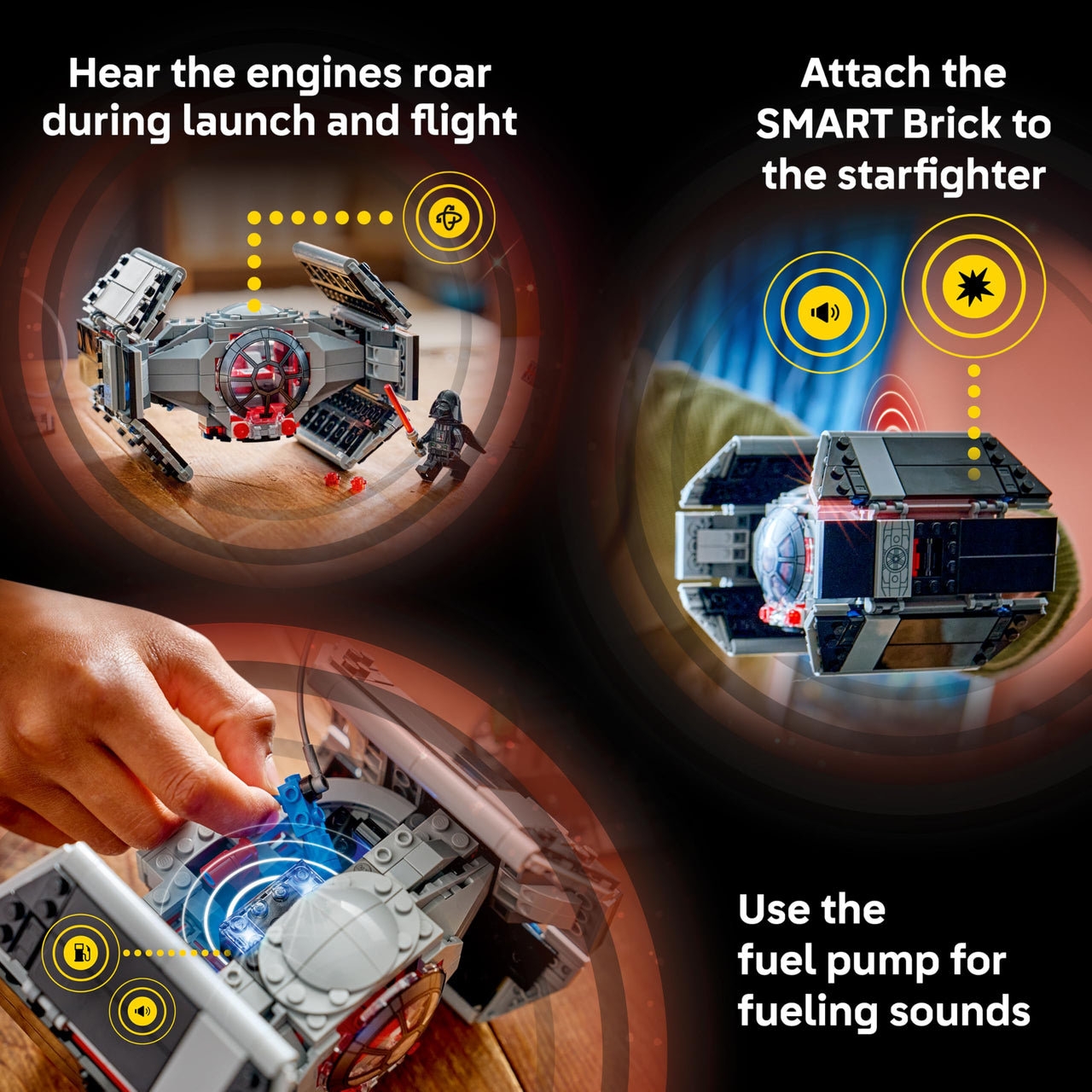 LEGO Star Wars SMART Play: Darth Vader’s TIE Fighter Interactive Building Toy - All-in-One Set - Reacts to How You Move and Play with a SMART Brick - Gift for Boys, Girls and Kids Ages 8+ - 75421