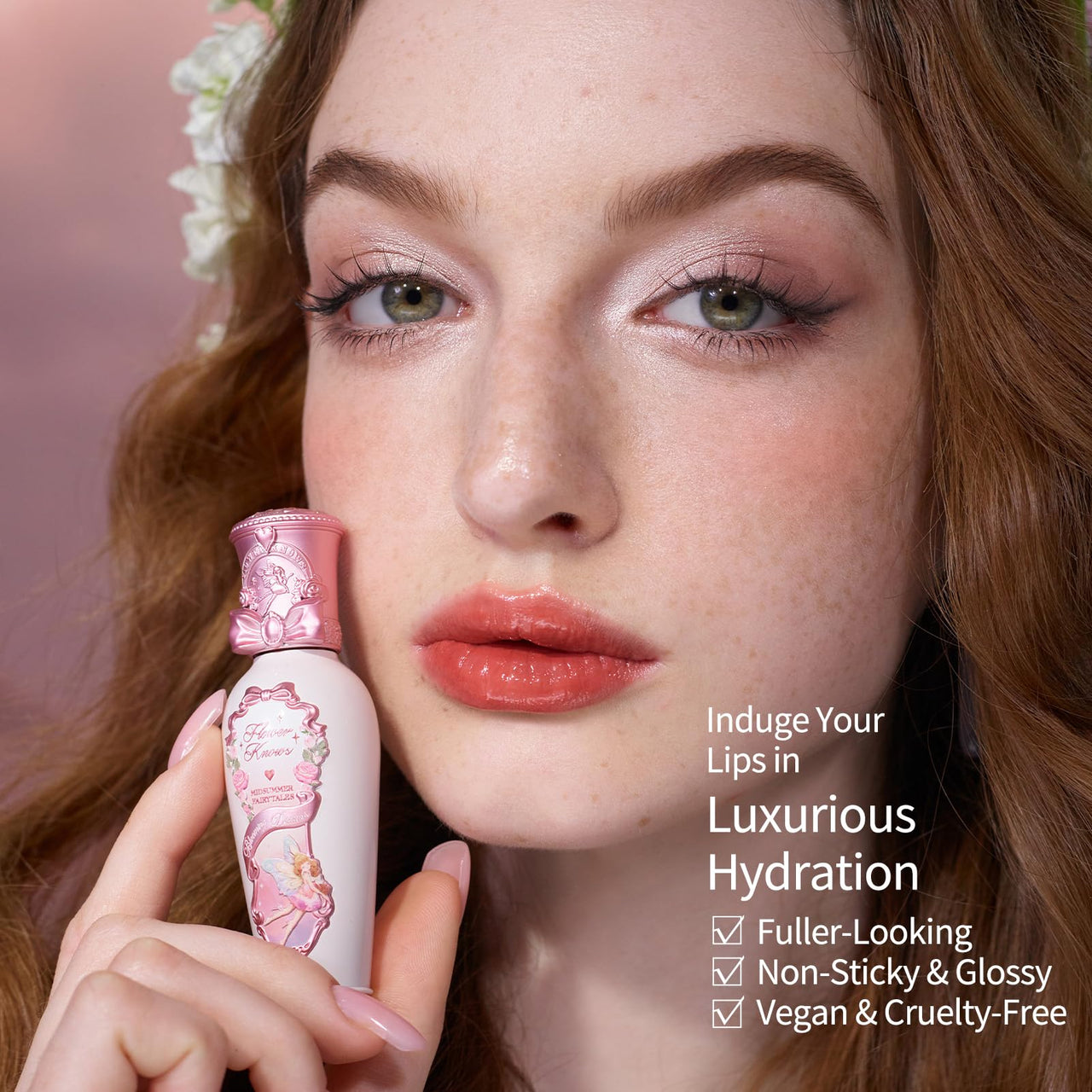 Flower Knows Midsummer Fairytales Coating Lip Lacquer,Glowy Non-Fading Lip Gloss,Hydrating Tinted Lip Oil for Girls&Women,Vegan & Cruelty Free,0.17Fl Oz(G01 Alice)