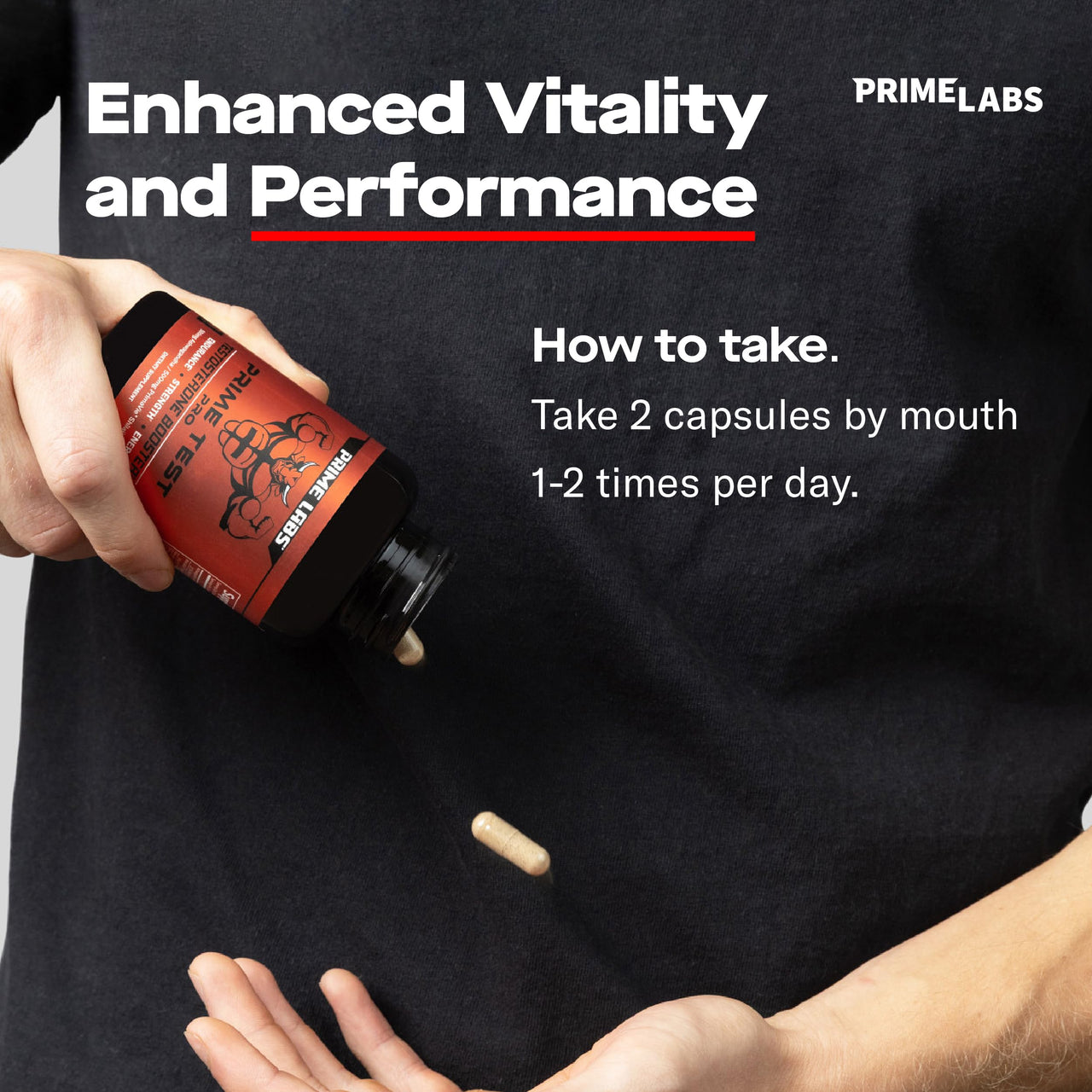 Prime Labs Prime Test Pro - Testosterone Supplement for Men - Test, Vitality, & Energy Booster - with Ashwagandha, PrimaVie Shilajit Extract, & DIM - 60 Capsules
