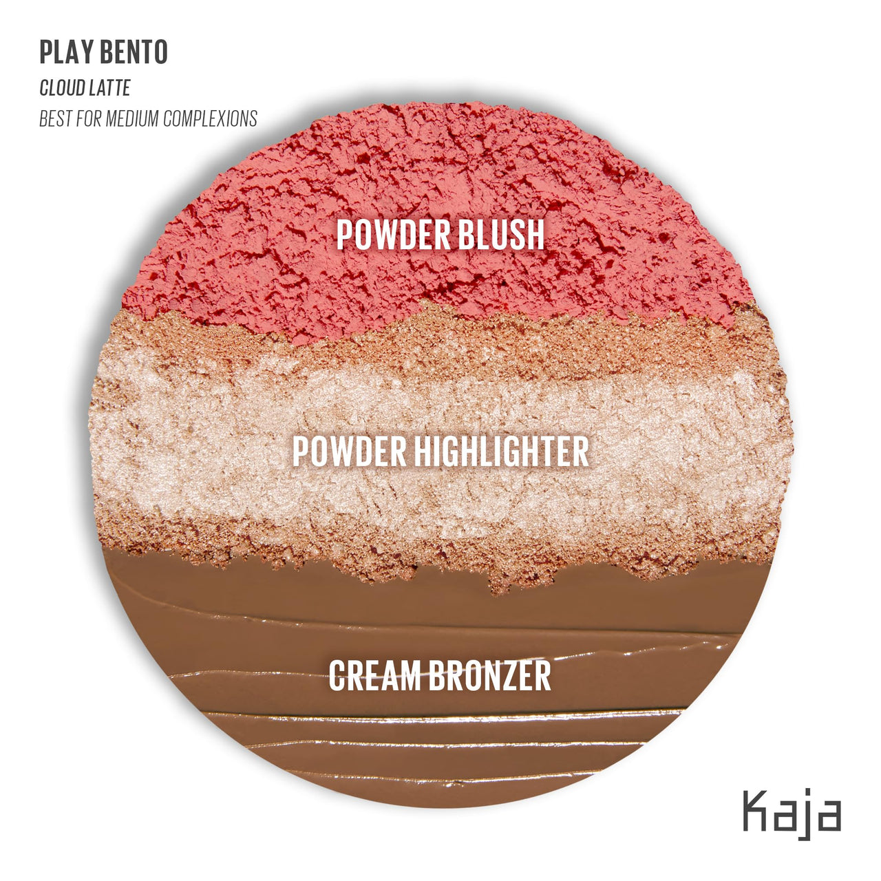 Kaja 3-in-1 Blendable Sculpting Trio - Play Bento | with Mango Seed Butter, Cream Bronzer, Powder Blush, and Highlighter, 02 Cloud Latte