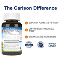 Thumbnail for Carlson - Chewable Iron, 30 mg, Superior Absorption, Blood Health, Energy Production & Optimal Wellness, Chewable Iron Supplement for Women & Men, Natural Strawberry Flavor, 120 Tablets